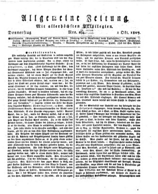 Allgemeine Zeitung Donnerstag 1. Oktober 1807