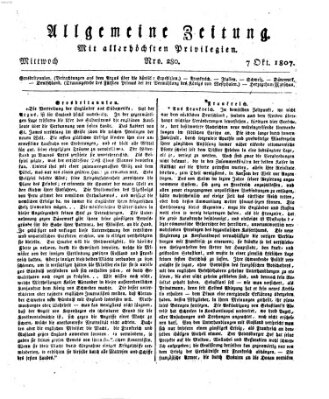 Allgemeine Zeitung Mittwoch 7. Oktober 1807