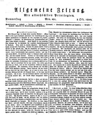 Allgemeine Zeitung Donnerstag 8. Oktober 1807