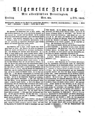 Allgemeine Zeitung Freitag 9. Oktober 1807