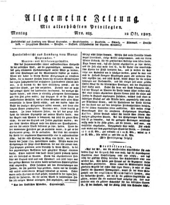 Allgemeine Zeitung Montag 12. Oktober 1807