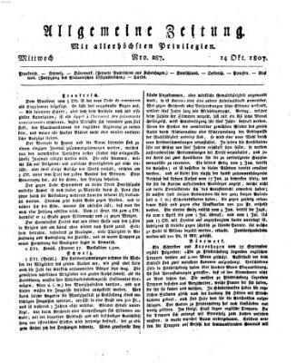 Allgemeine Zeitung Mittwoch 14. Oktober 1807