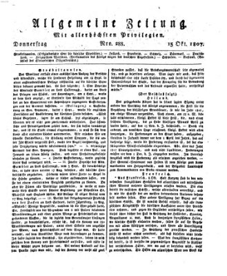 Allgemeine Zeitung Donnerstag 15. Oktober 1807