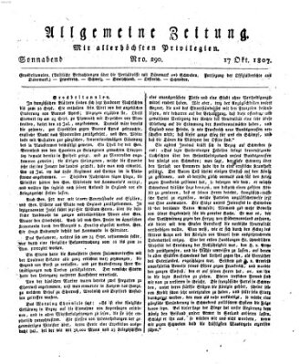 Allgemeine Zeitung Samstag 17. Oktober 1807