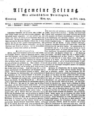 Allgemeine Zeitung Sonntag 18. Oktober 1807