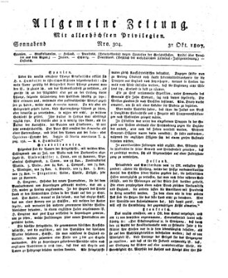 Allgemeine Zeitung Samstag 31. Oktober 1807