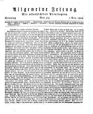 Allgemeine Zeitung Sonntag 1. November 1807