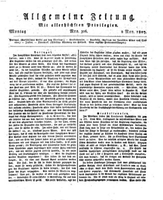 Allgemeine Zeitung Montag 2. November 1807