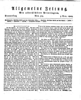 Allgemeine Zeitung Donnerstag 5. November 1807