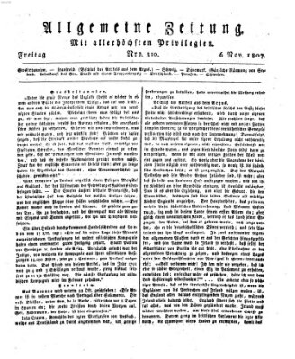 Allgemeine Zeitung Freitag 6. November 1807