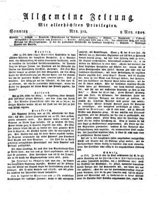 Allgemeine Zeitung Sonntag 8. November 1807