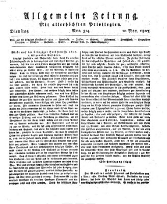 Allgemeine Zeitung Dienstag 10. November 1807