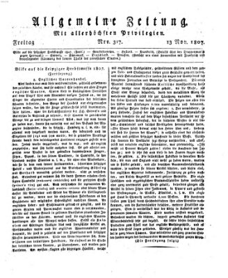 Allgemeine Zeitung Freitag 13. November 1807