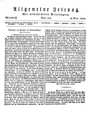 Allgemeine Zeitung Mittwoch 18. November 1807