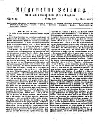 Allgemeine Zeitung Montag 23. November 1807