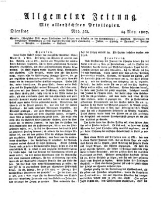 Allgemeine Zeitung Dienstag 24. November 1807