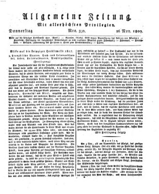 Allgemeine Zeitung Donnerstag 26. November 1807