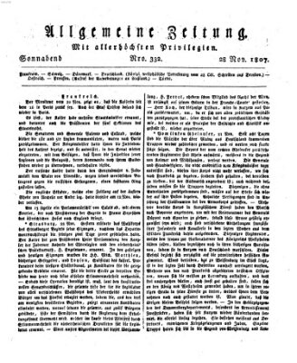 Allgemeine Zeitung Samstag 28. November 1807