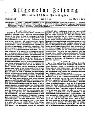 Allgemeine Zeitung Sonntag 29. November 1807