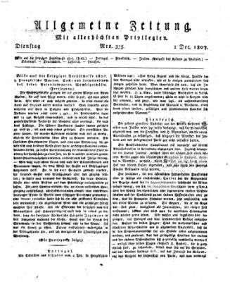 Allgemeine Zeitung Dienstag 1. Dezember 1807