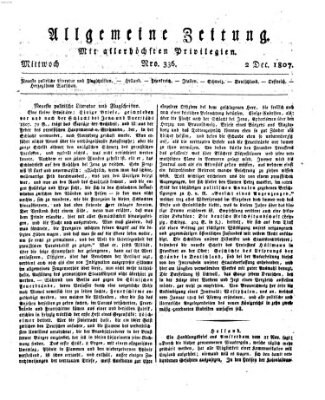 Allgemeine Zeitung Mittwoch 2. Dezember 1807