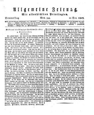 Allgemeine Zeitung Donnerstag 10. Dezember 1807