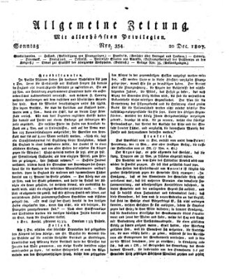 Allgemeine Zeitung Sonntag 20. Dezember 1807