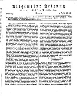 Allgemeine Zeitung Montag 2. Januar 1809