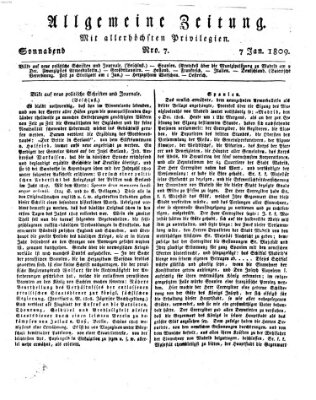 Allgemeine Zeitung Samstag 7. Januar 1809