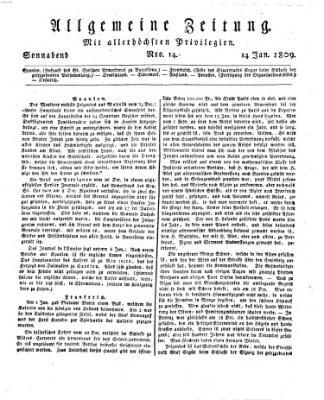 Allgemeine Zeitung Samstag 14. Januar 1809