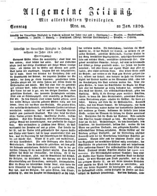 Allgemeine Zeitung Sonntag 22. Januar 1809