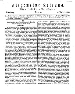 Allgemeine Zeitung Dienstag 24. Januar 1809