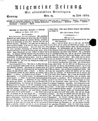 Allgemeine Zeitung Sonntag 29. Januar 1809