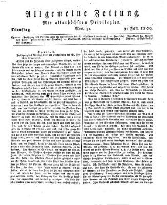 Allgemeine Zeitung Dienstag 31. Januar 1809