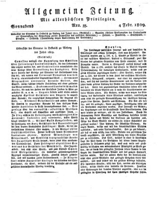 Allgemeine Zeitung Samstag 4. Februar 1809