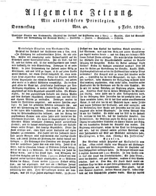 Allgemeine Zeitung Donnerstag 9. Februar 1809