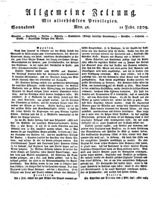 Allgemeine Zeitung Samstag 11. Februar 1809