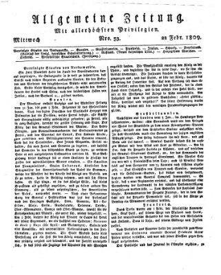 Allgemeine Zeitung Mittwoch 22. Februar 1809