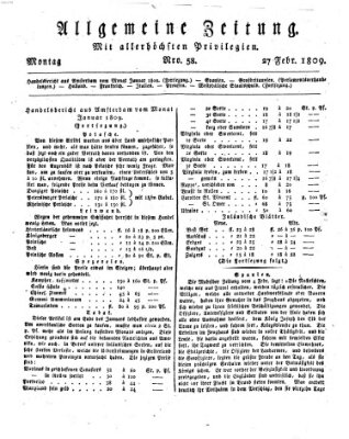 Allgemeine Zeitung Montag 27. Februar 1809