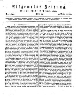 Allgemeine Zeitung Dienstag 28. Februar 1809