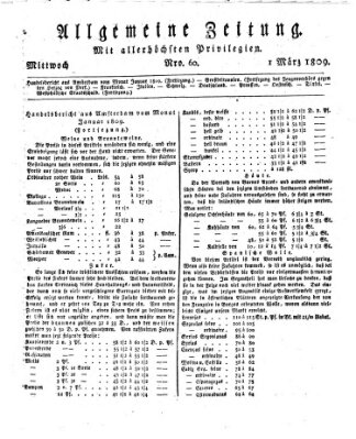 Allgemeine Zeitung Mittwoch 1. März 1809