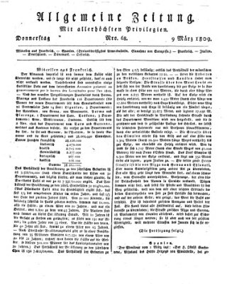 Allgemeine Zeitung Donnerstag 9. März 1809