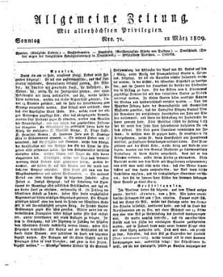 Allgemeine Zeitung Sonntag 12. März 1809