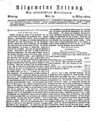 Allgemeine Zeitung Montag 13. März 1809