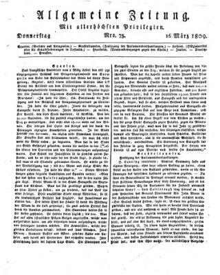 Allgemeine Zeitung Donnerstag 16. März 1809