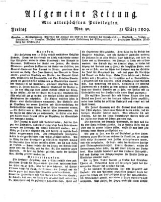 Allgemeine Zeitung Freitag 31. März 1809