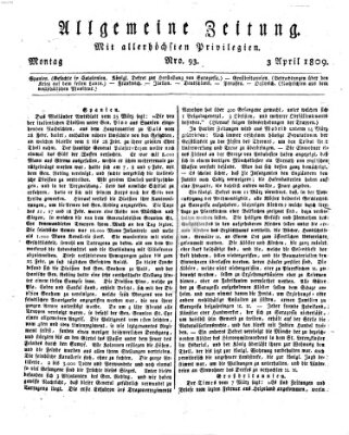 Allgemeine Zeitung Montag 3. April 1809