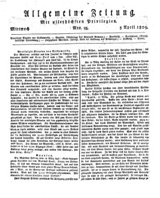 Allgemeine Zeitung Mittwoch 5. April 1809