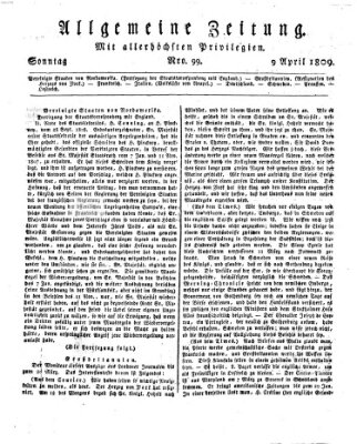 Allgemeine Zeitung Sonntag 9. April 1809