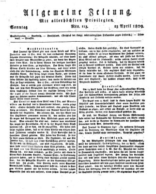 Allgemeine Zeitung Sonntag 23. April 1809